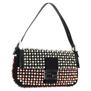 FENDI Mamma Baguette Shoulder Bag Nylon Black Gold